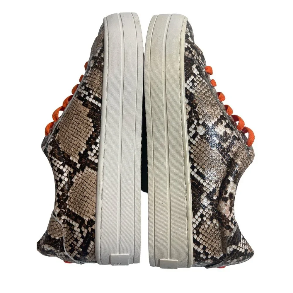 J Slides Hilton Snakeskin Brown Leather upper Platform Womens Sneakers Sneaker